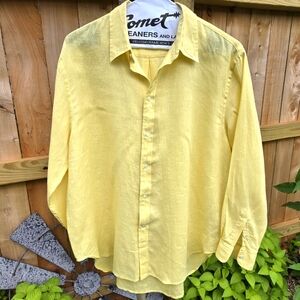 Polo Ralph Lauren Yellow Linen Casual Button Down Shirt L